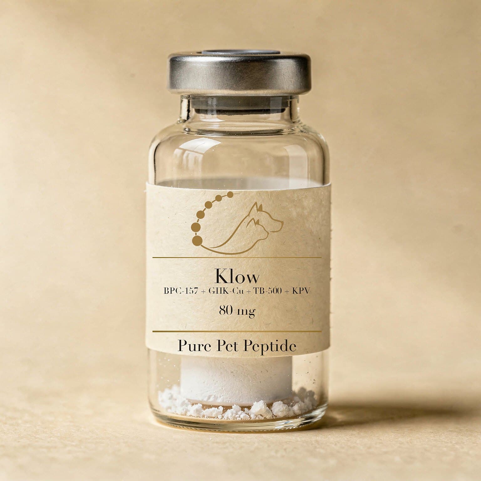 Klow vial — BPC-157 + GHK-Cu + TB-500 + KPV, 80 mg, Pure Pet Peptide