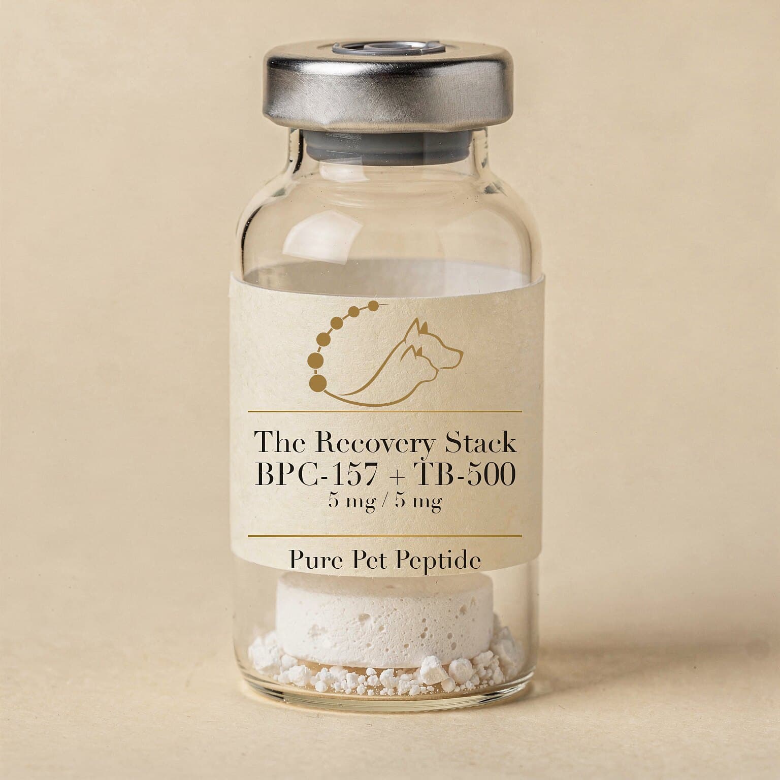 The Recovery Stack vial — BPC-157 + TB-500 5 mg / 5 mg, Pure Pet Peptide